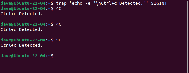 Trapping Ctrl+C na linha de comando