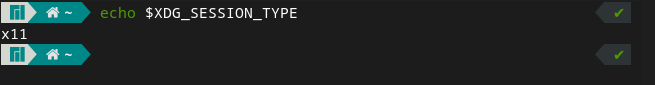 Exibindo o valor da variável de ambiente XDG_SESSION_TYPE no Manjaro Linux, para determinar se Wayland ou X11 está em uso