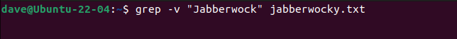 Usando a opção de pesquisa invertida -v com grep