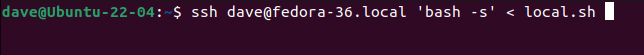 iniciando um script local para ser executado em um servidor remoto via SSH