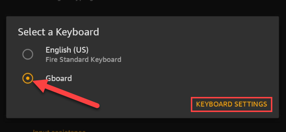 Selecione o teclado recém-instalado no menu.