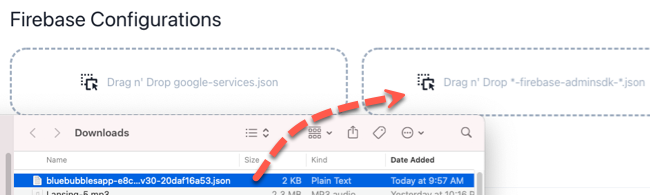 Arraste o arquivo json para BlueBubbles.