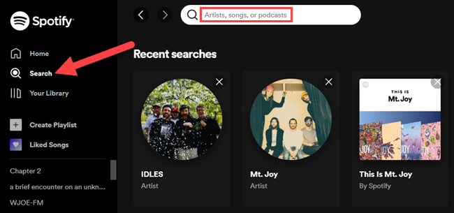 Pesquise na web do Spotify.