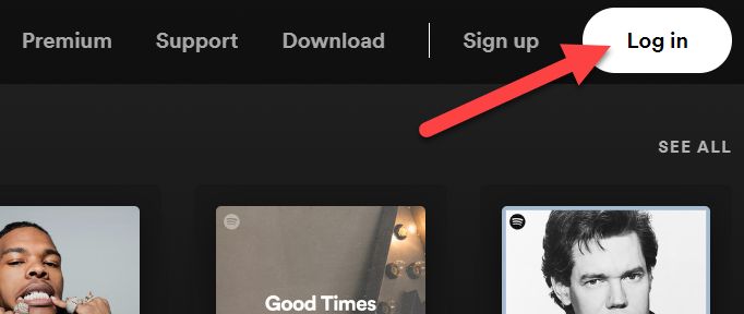 Faça login na sua conta do Spotify.