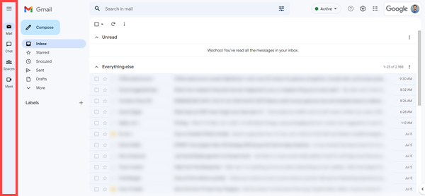 Nova barra lateral no Gmail.