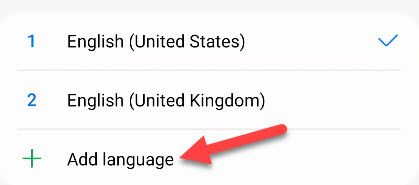 Toque em "Adicionar idioma".
