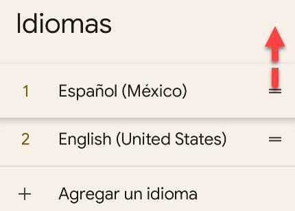 Arraste para reordenar os idiomas.