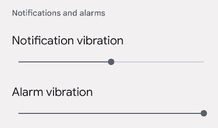 Configurações de vibração.