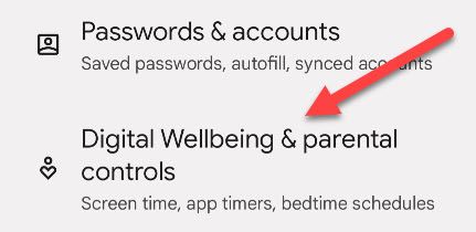 Selecione "Bem-estar digital e controles dos pais".
