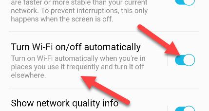 Ative "Ativar/desativar Wi-Fi automaticamente".