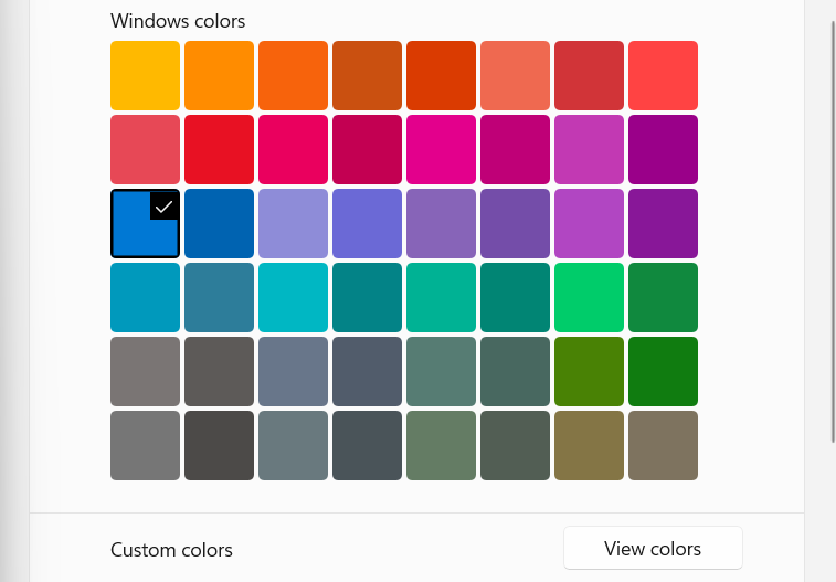 Cores de destaque do Windows 11.