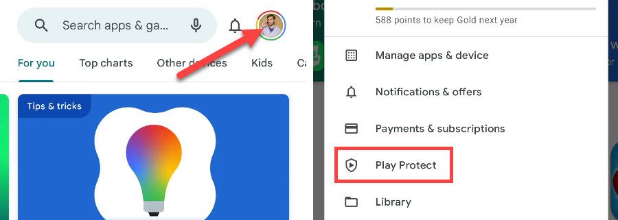 Como encontrar o Google Play Protect.