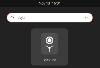 O ícone deja dup, rotulado como backups