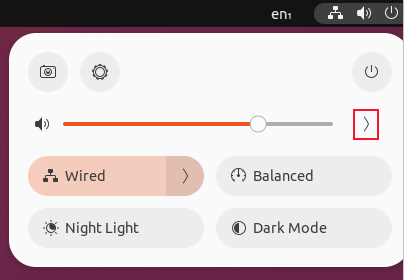 Menu de alternância rápida do Ubuntu 22.10