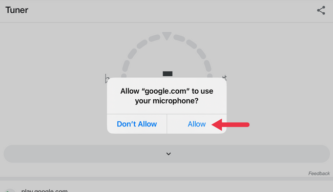Solicitação de permissão do microfone do Google Guitar Tuner