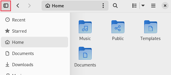 GNOME 43 Navegador de arquivos com a barra lateral recuperada usando o