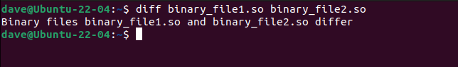 Usar diff com dois arquivos binários fornece muito pouca informação