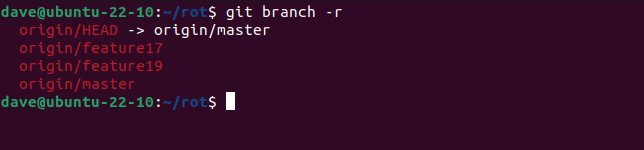 Listando ramificações remotas com o comando git branch -r