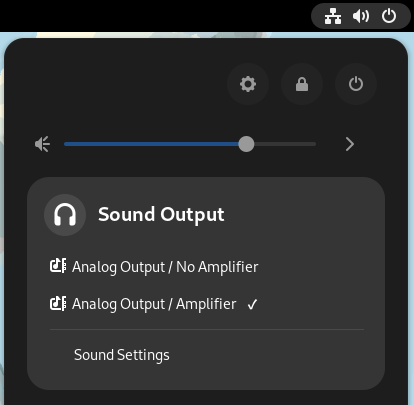 O menu Configurações rápidas com as configurações de som expostas