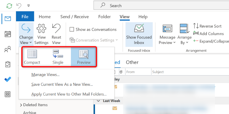 Selecione um estilo de interface no Outlook.