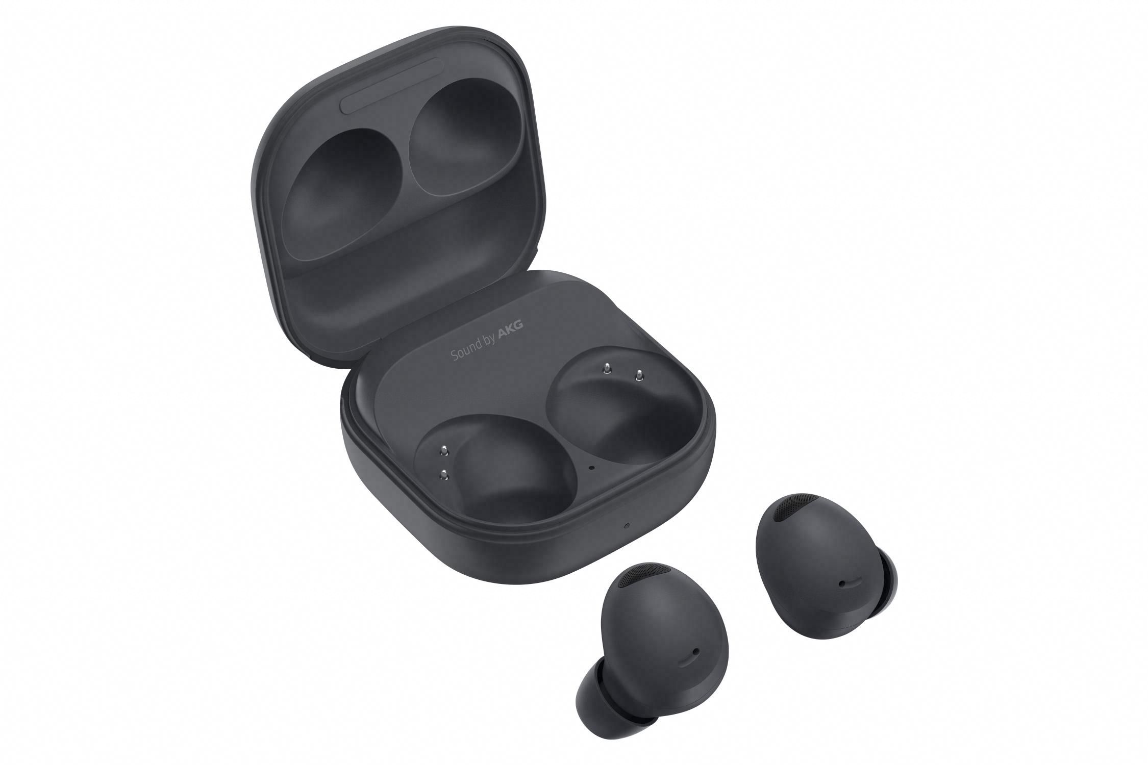 Samsung Galaxy Buds 2 Pro aberto com fones de ouvido