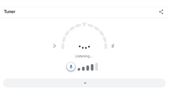 Afinador de guitarra do Google mostrando o