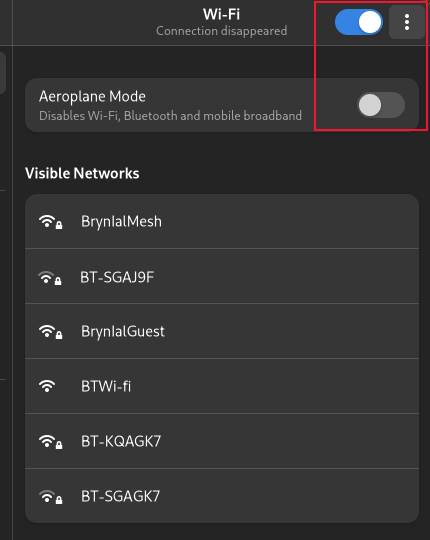 O painel Wi-Fi do aplicativo Configurações