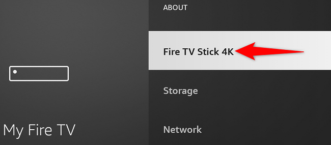 Selecione o nome do dispositivo Fire TV 7 vezes.