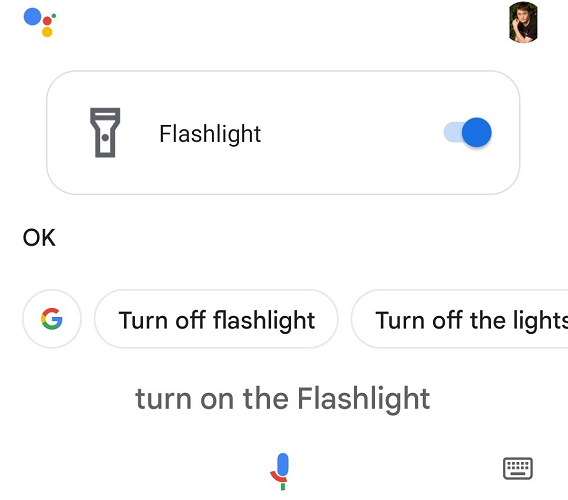 Ligue a lanterna com o Google Assistente.