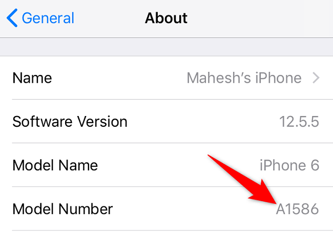 Acesse o número do modelo do iPhone.
