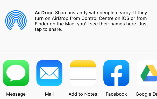 Selecione um dispositivo AirDrop.