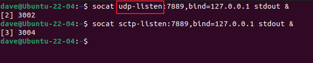 Criando conexões de soquete UDP e SCTP de escuta com socat