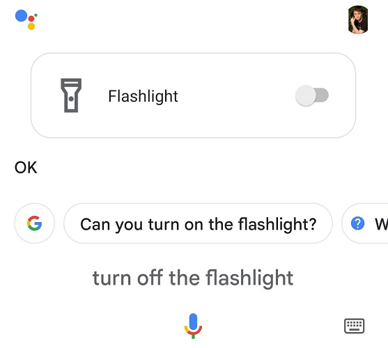 Desligue a lanterna com o Google Assistente.