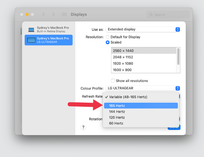 Alteração do menu suspenso de resolução variável do monitor Apple para resolução estática