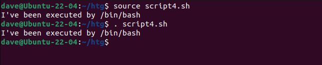 Executando um script no shell atual