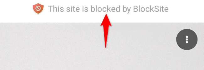 Mensagem do BlockSite para um site bloqueado.