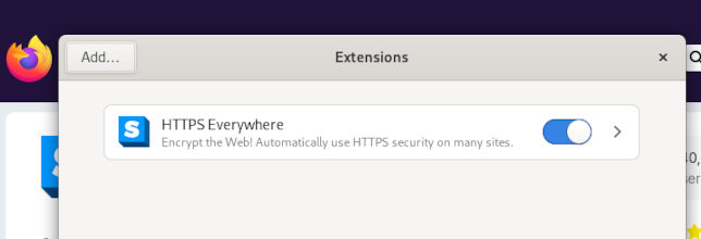 Uma extensão do Firefox instalada no navegador GNOME 43