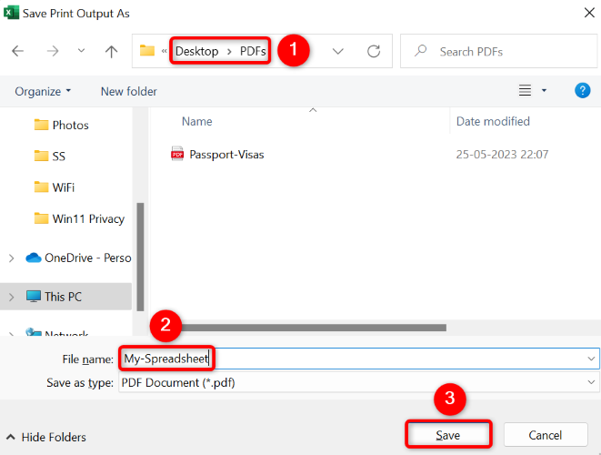 Salve a planilha do Excel como PDF.