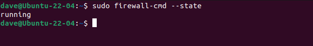 Verificando o status do firewalld com o comando firewall-cmd