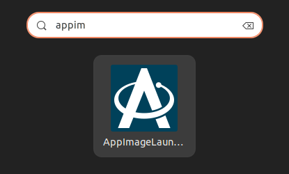 O ícone AppImageLauncher nos resultados da pesquisa de atividades do GNOME