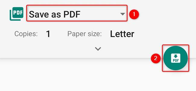 Selecione as opções de PDF e toque no ícone PDF.