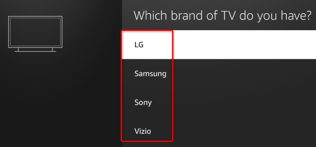 Selecione o fabricante da TV.