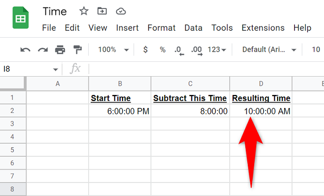 O tempo resultante após subtrair o tempo especificado.