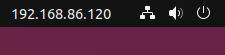 A extensão do endereço IP da LAN na barra superior do Ubuntu