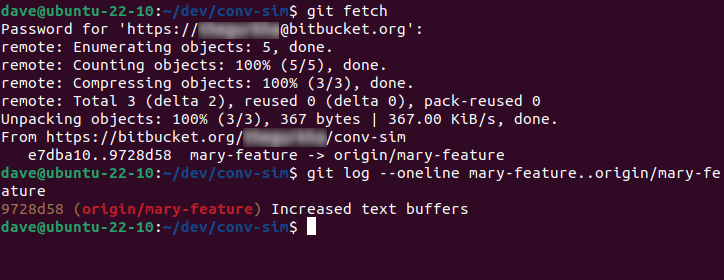 Usando git para buscar as alterações remotas e git log para mostrar as alterações