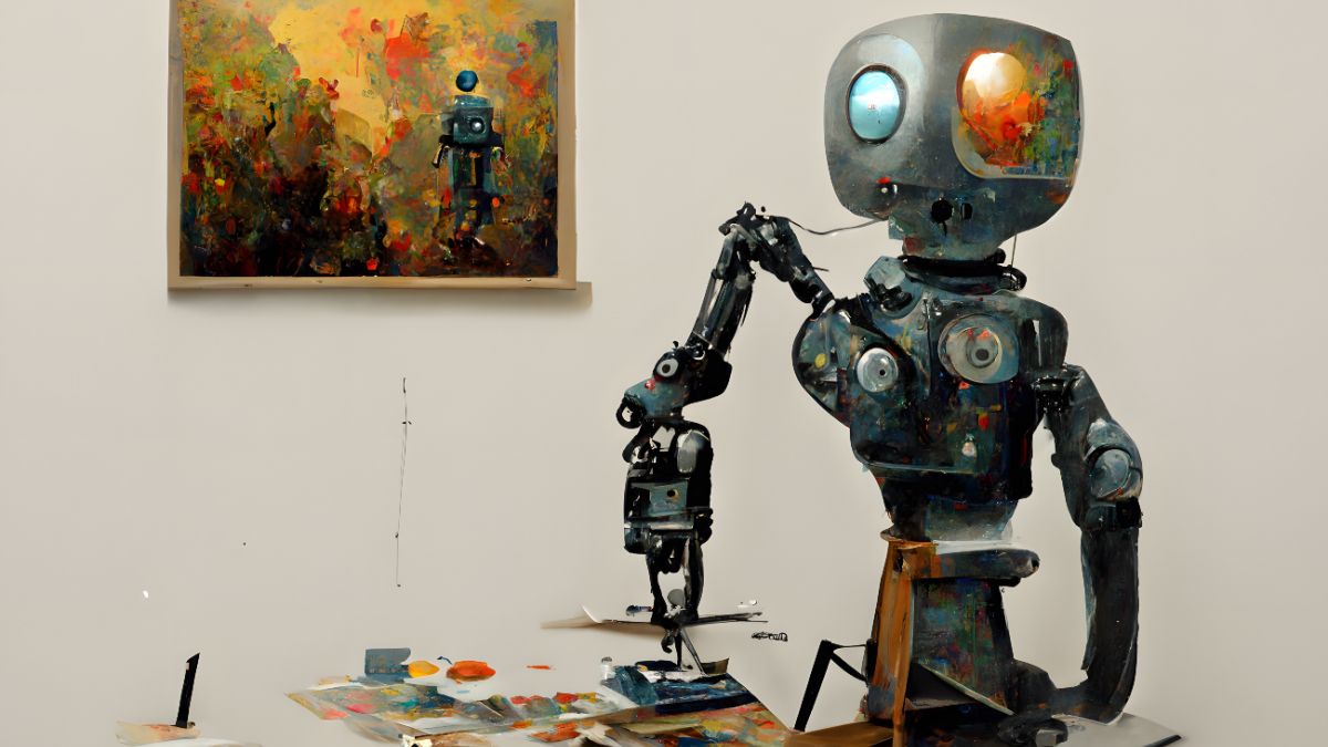 Pintura de uma pintura de robô