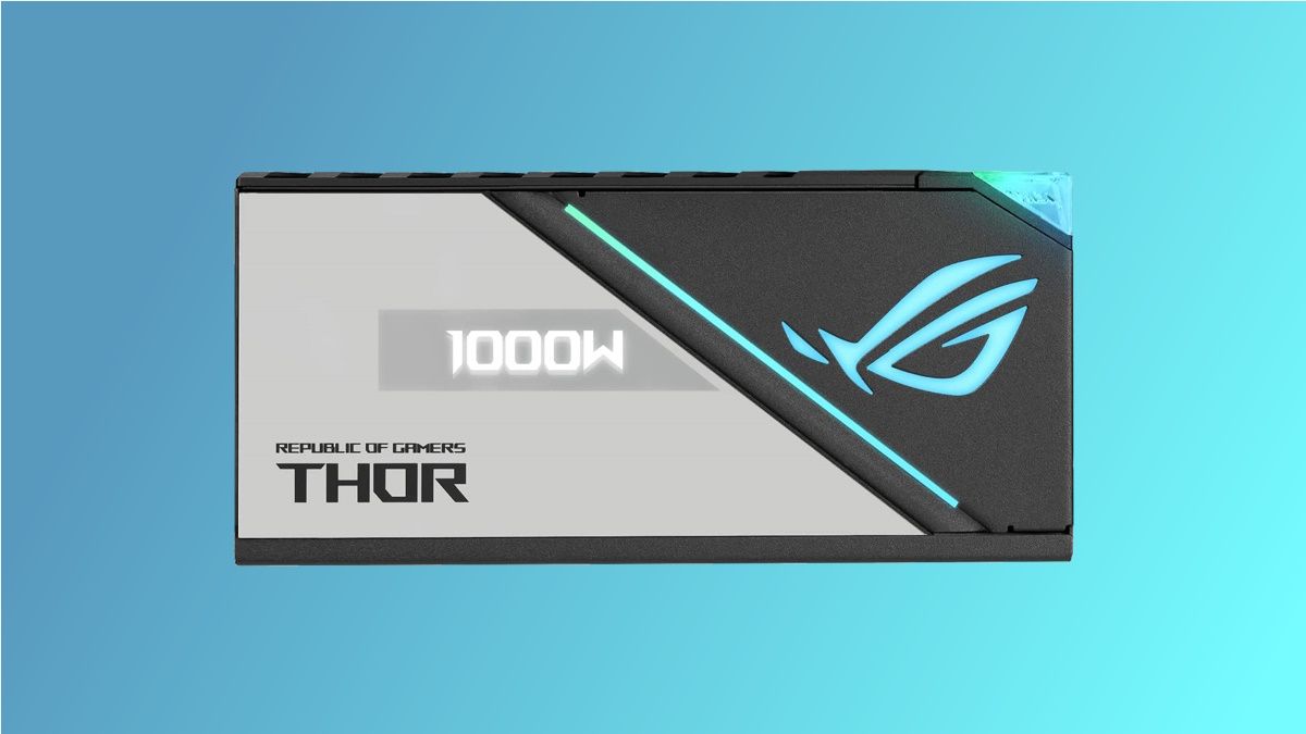 ASUS ROG Thor 1000W em fundo azul