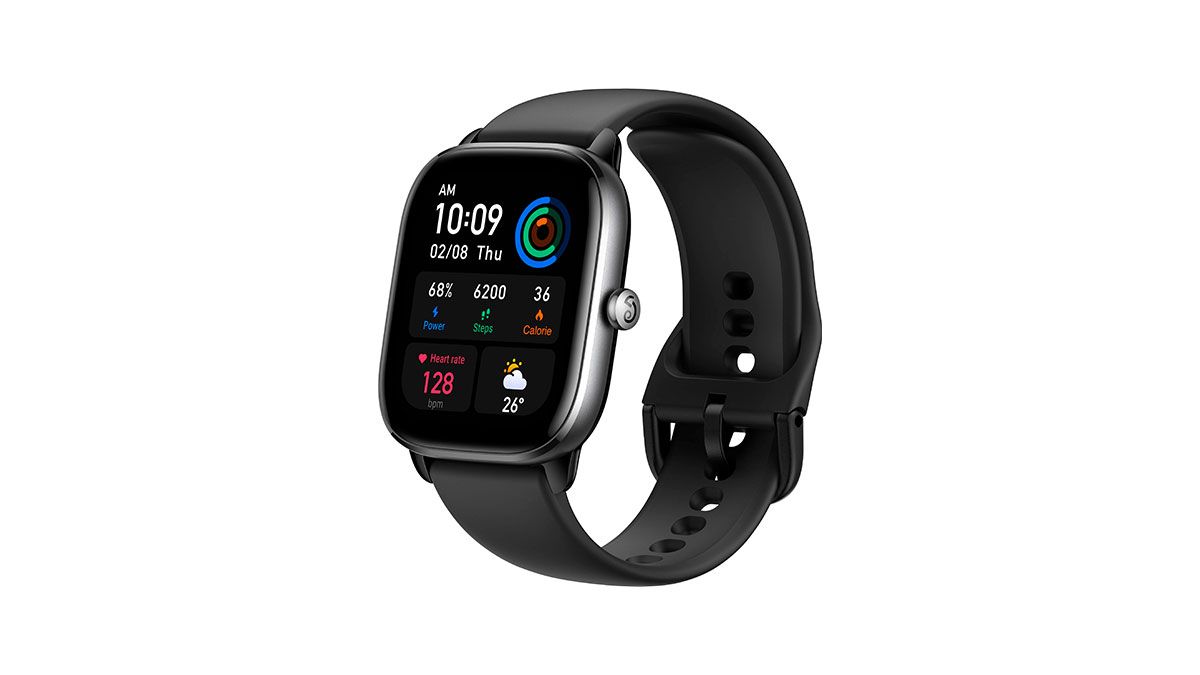 Smartwatch Amazfit GTS 4 em preto com leitura de amostra