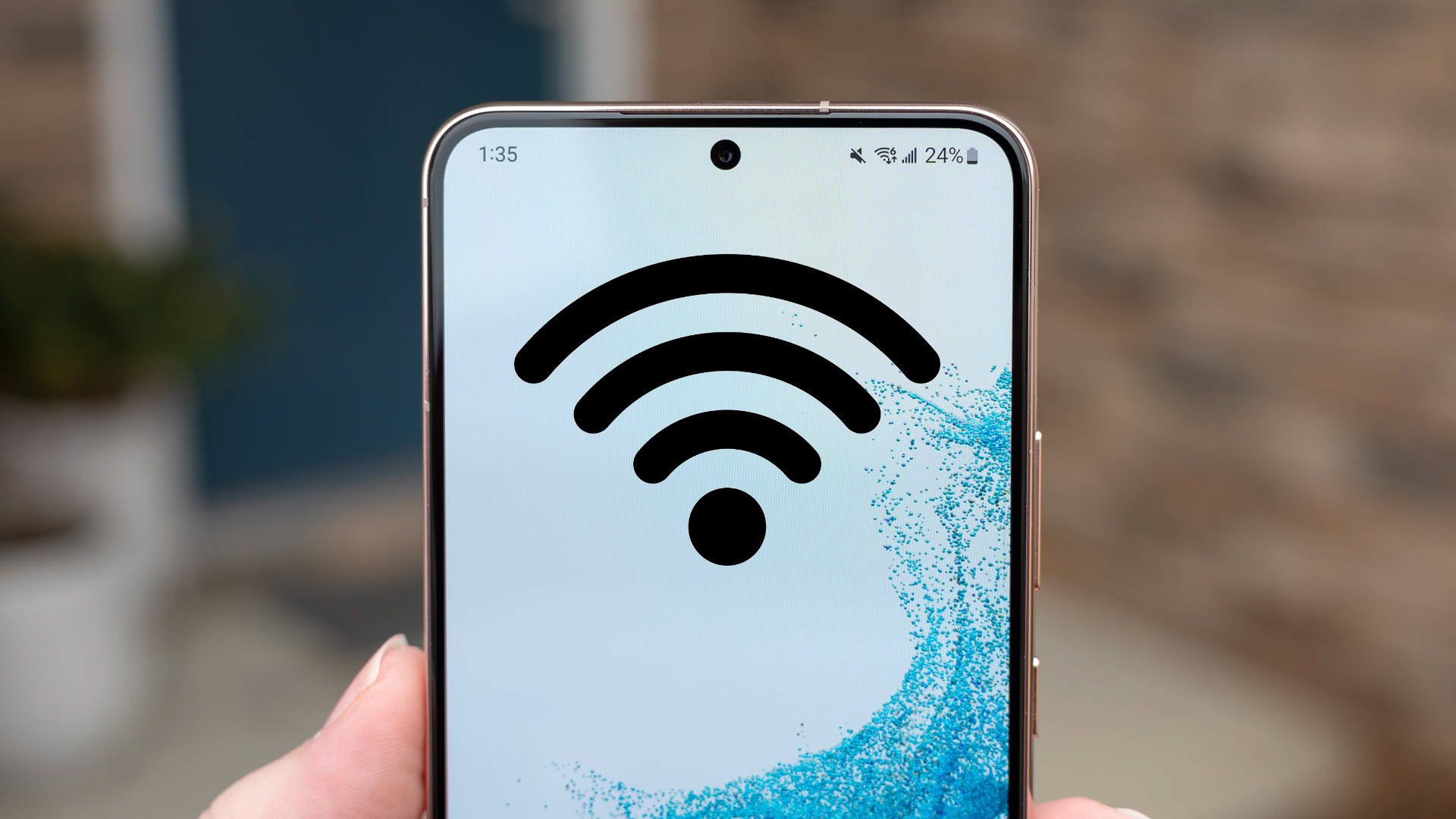 Telefone Android com símbolo Wi-Fi.