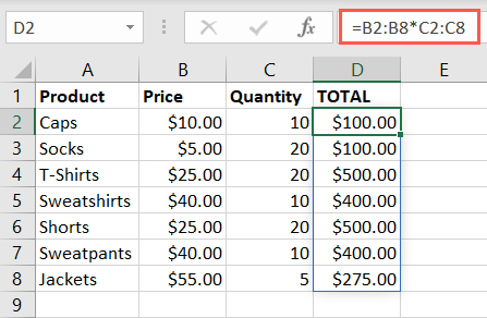 Fórmula de matriz usando Excel 365